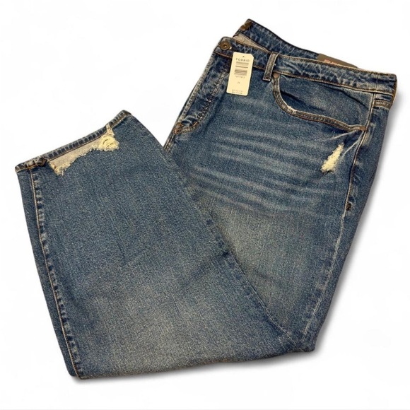 Torrid High-Rise Straight Classic Denim Jeans Artisan Hem Distressed Plus Size - Picture 3 of 9